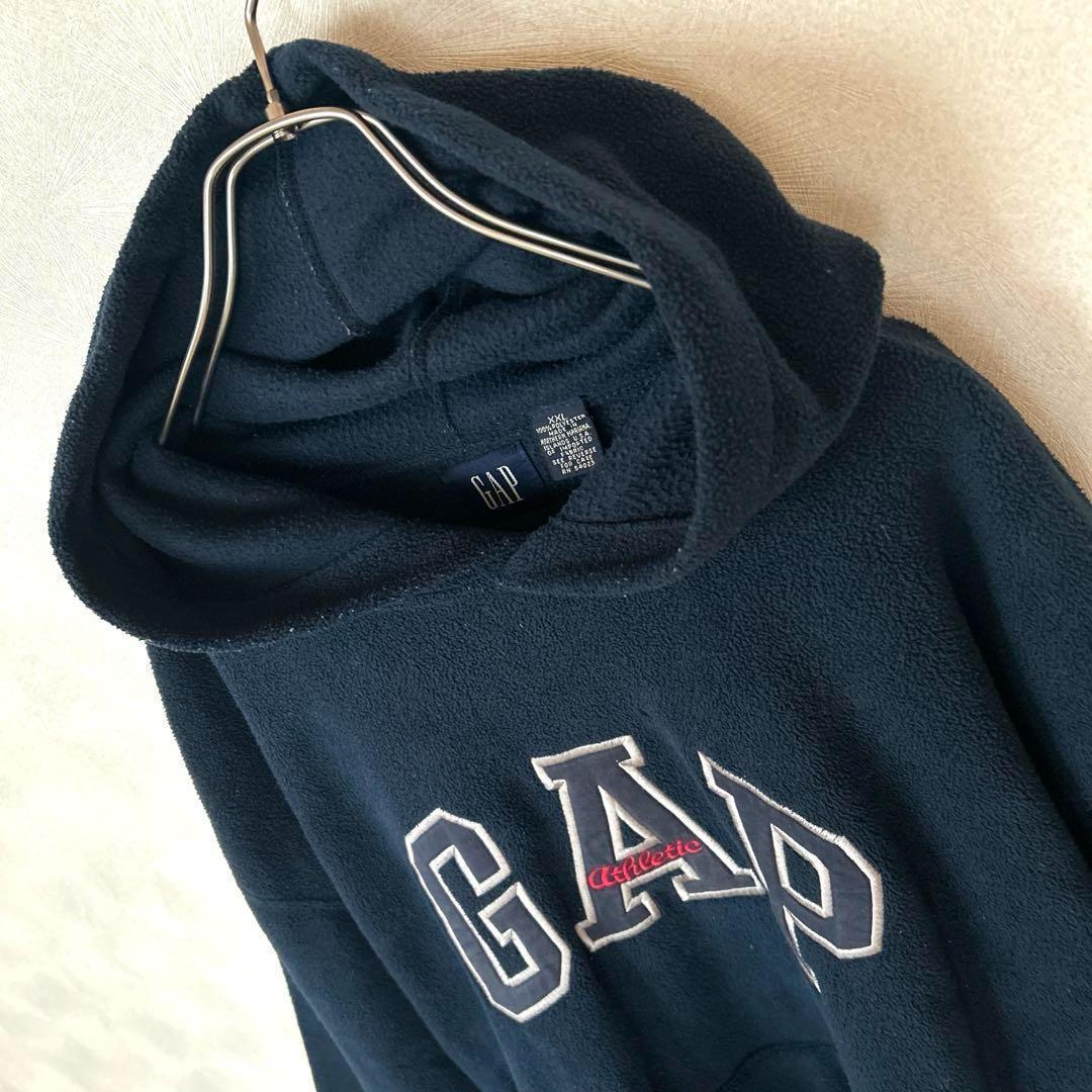 Rare!! Vintage 90s GAP Navy Color Hoodie Embroidered Big