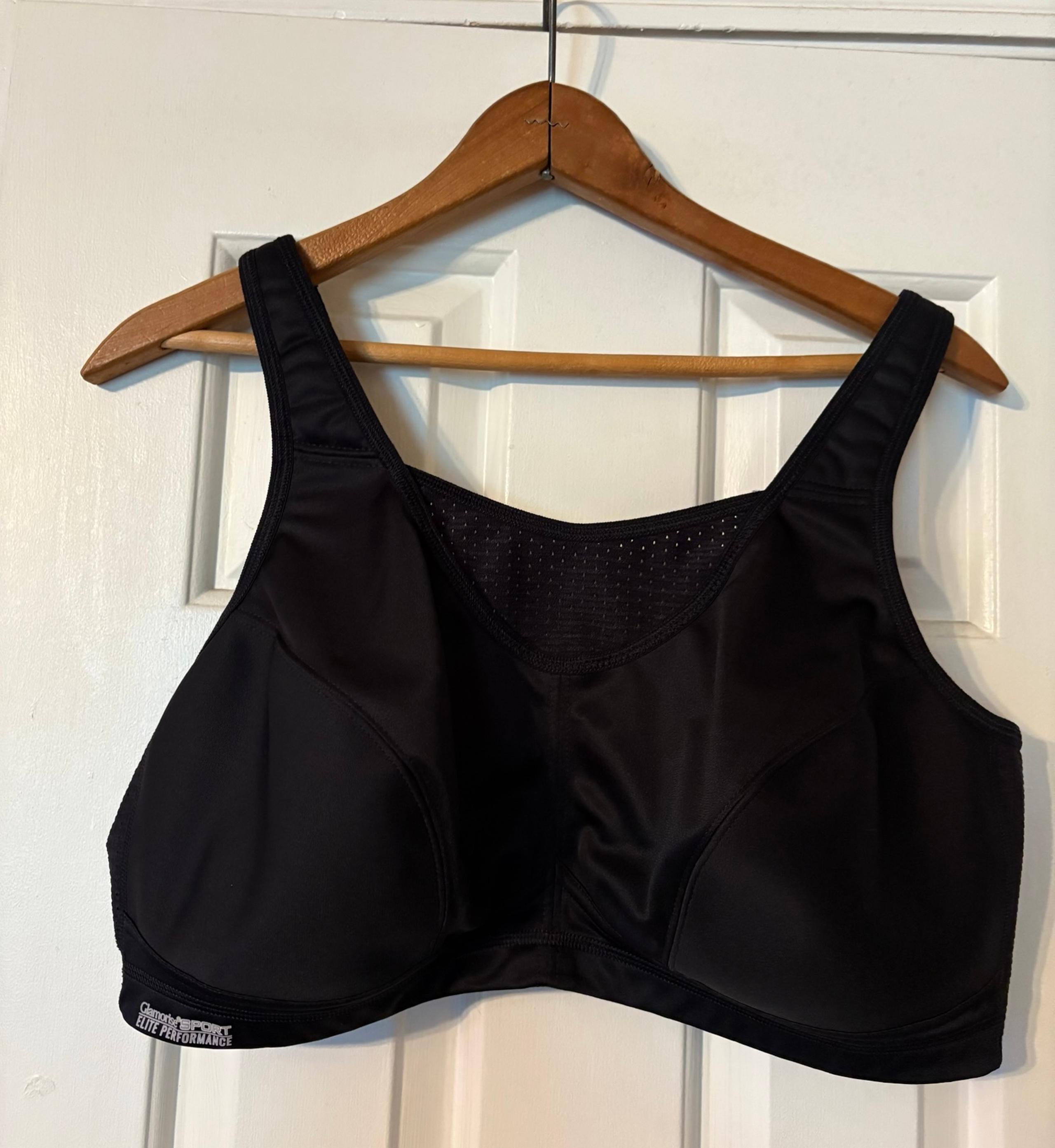 Women’s black 44C glamorise sport elite performance bra wireless mesh preowned
