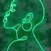 Lovely Bright Vivid Green Silhouette of a Woman LED Night Light Room Wall Art De