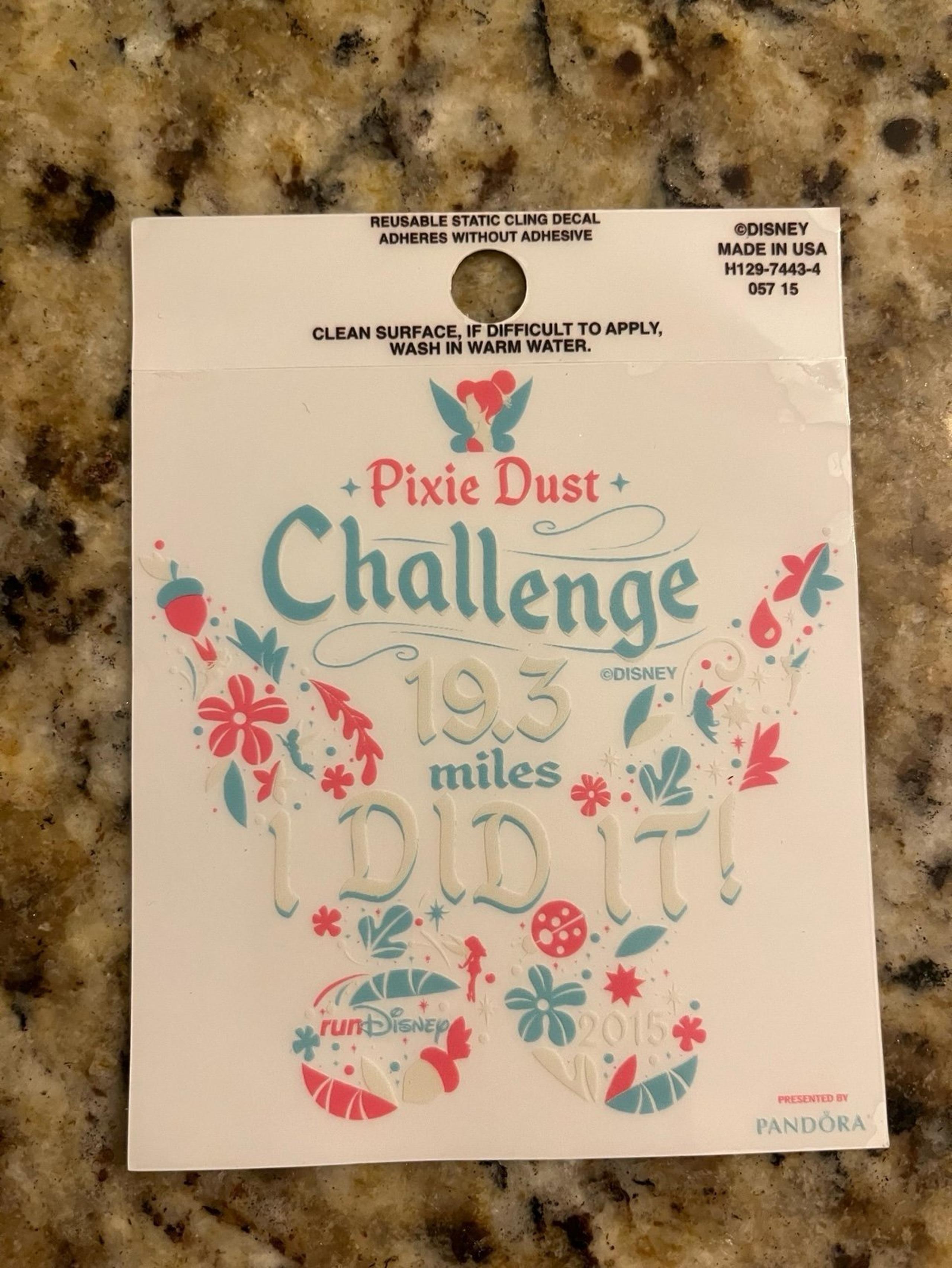 NWT RunDisney 2015 Pixie Dust Challenge Window Cling