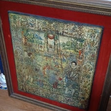 Antique framed wooden puzzle vintage