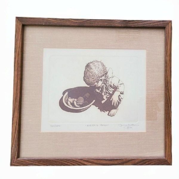 Vintage Myrna's Baby 130/200 Limited Edition Framed Etched Art Print