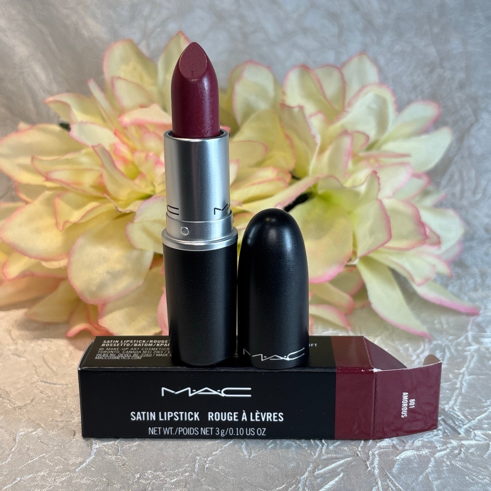 MAC Satin Lipstick - 801 Amorous - Full Size New In Box Free Shipping