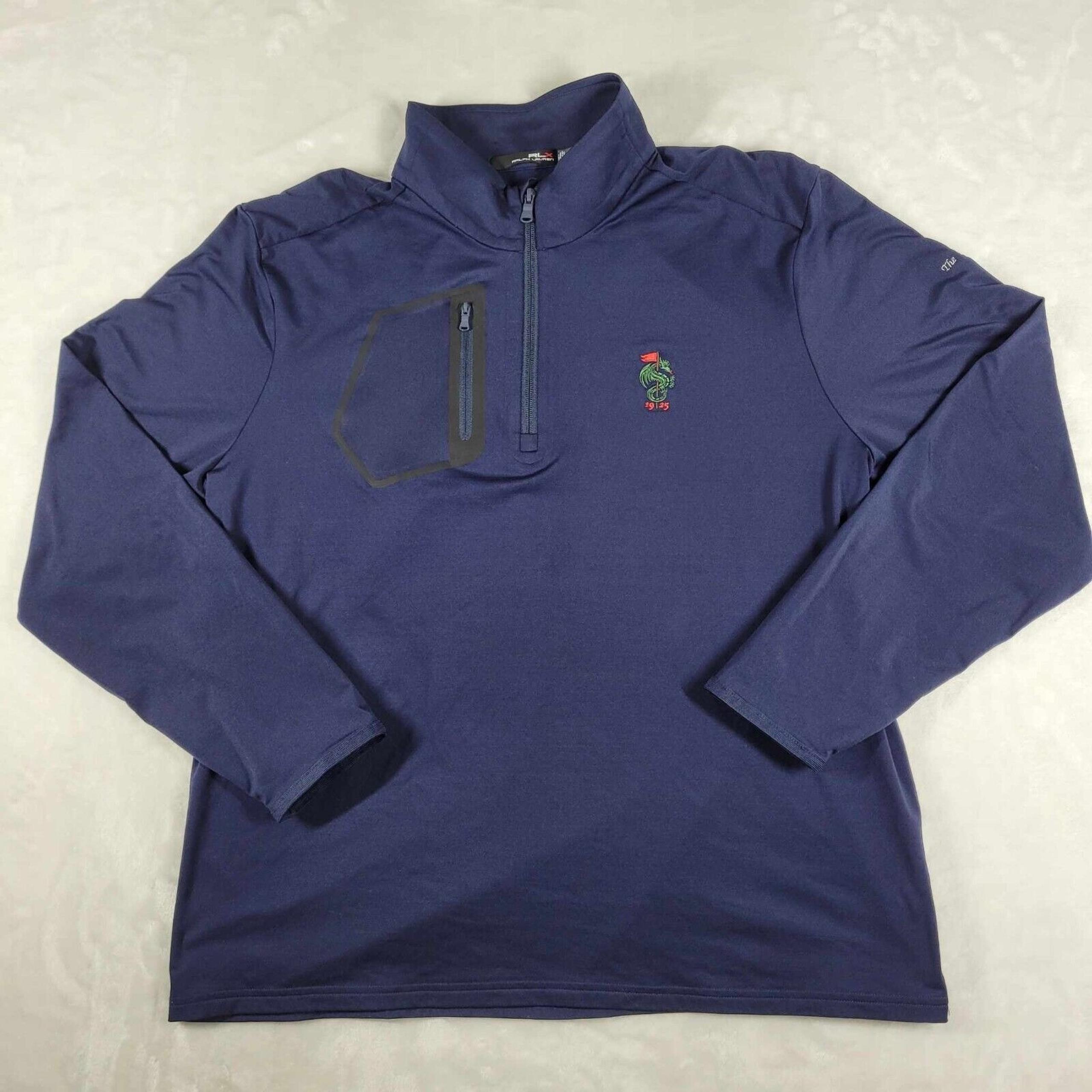 RLX Ralph Lauren Quarter Zip Pullover Men's XL Navy Blue Monterey Peninsula Golf
