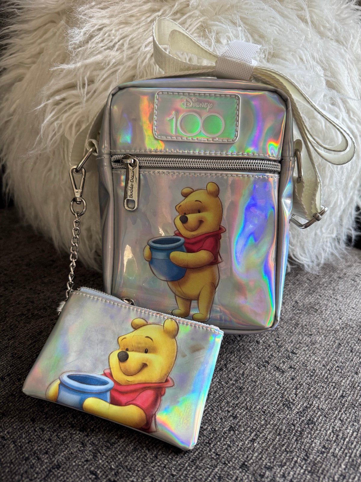 Disney 100th Anniversary Holographic Winnie the Pooh Crossbody & Pouch Set NEW