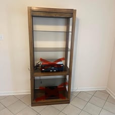 Wooden Display Unit with Glass Shelves