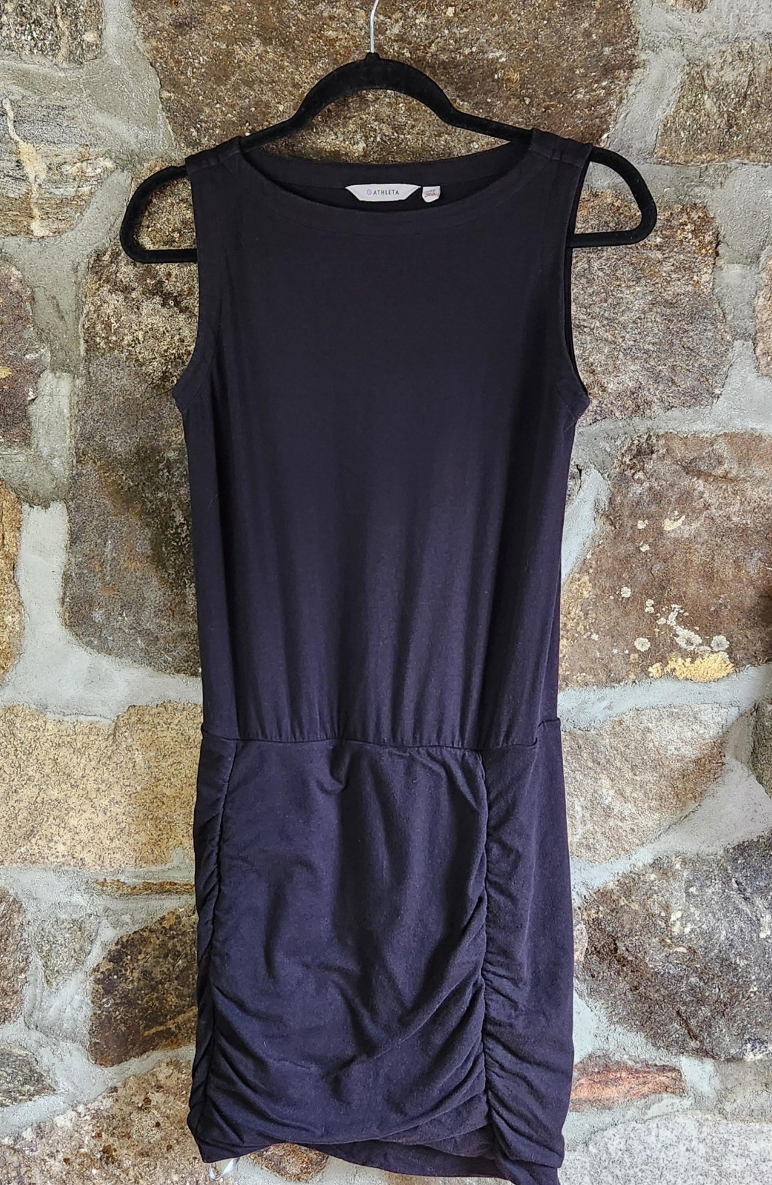 Athleta Womens Dress Westwood Ruched Sleeveless Stripe Black Size XS