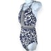 LA BLANCA Changing Tides Mio Swimsuit One Piece High Neck Keyhole Navy Blue 16