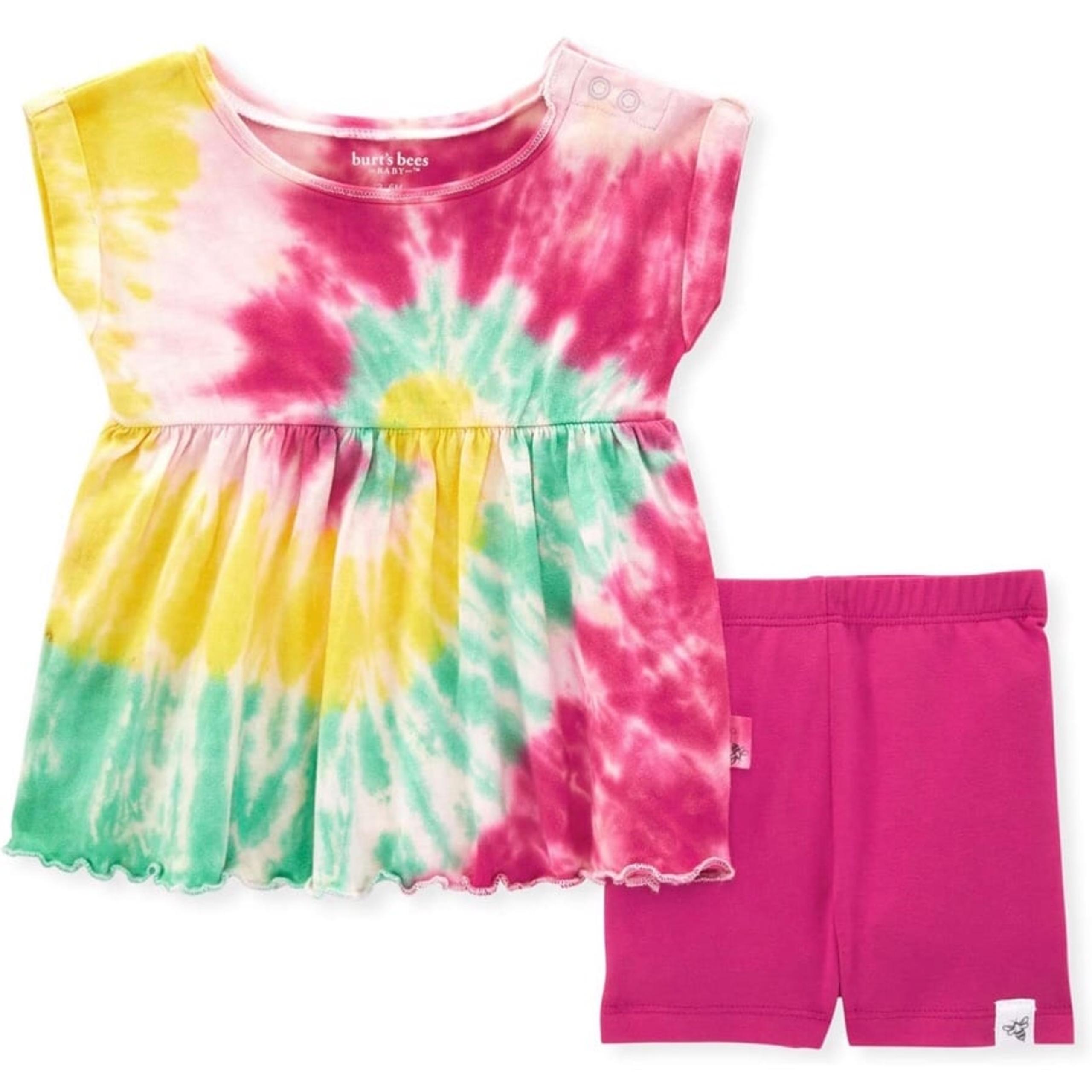 NEW Burt’s Bees Baby Girl Size 18mo Summer Swirl Tunic and Bike Shorts Bundle