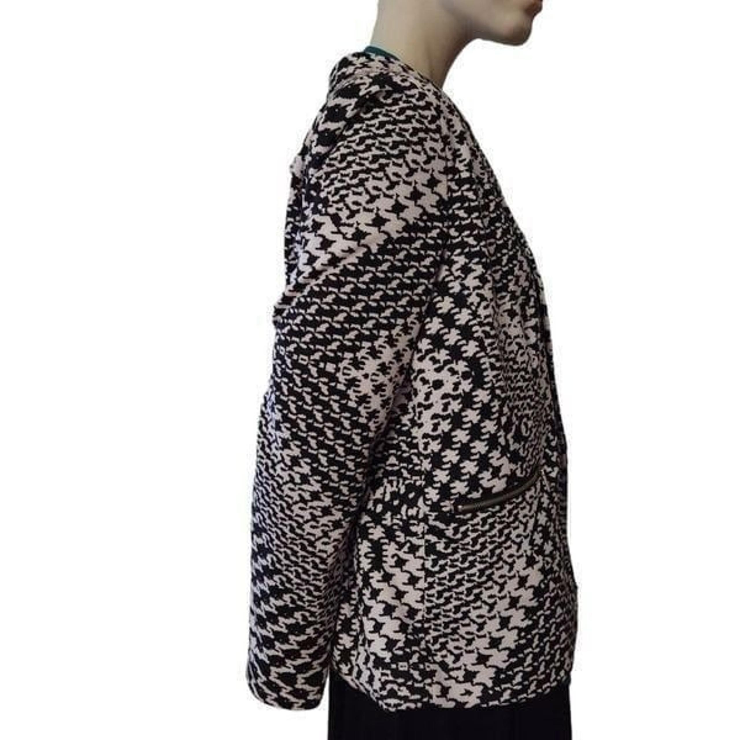 Elementz Blazer Jacket Women's Black/White Notch Collar One Button Pockets