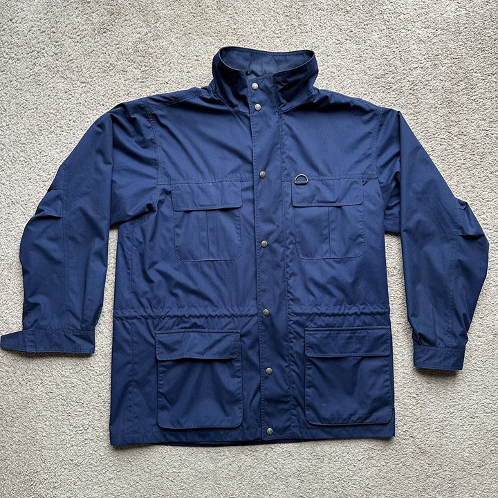 Eddie Bauer Jacket Mens XL Full Zip Mock Neck Wool Lined Mountain Parka Blue Vtg