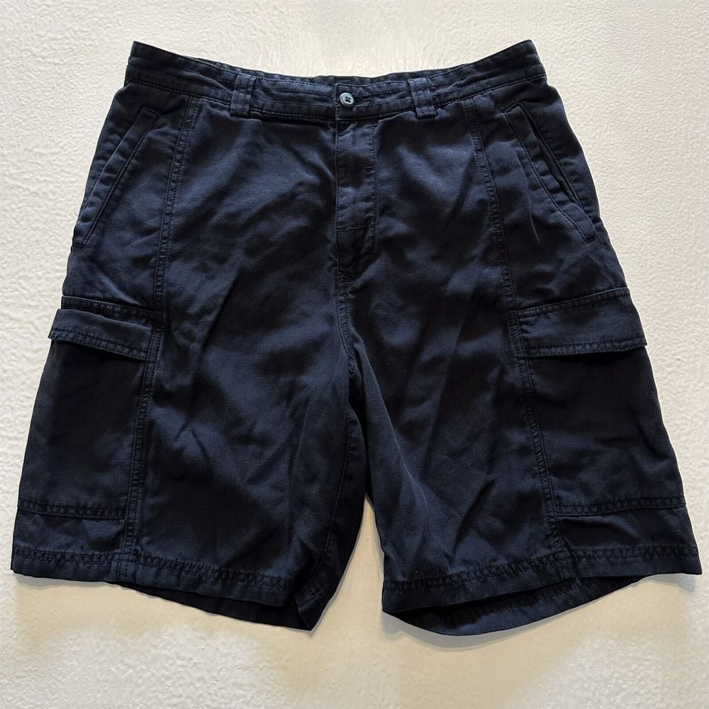 Tommy Bahama 34 x 9 Dark Navy Tencel Blend Canvas Casual Cargo Shorts