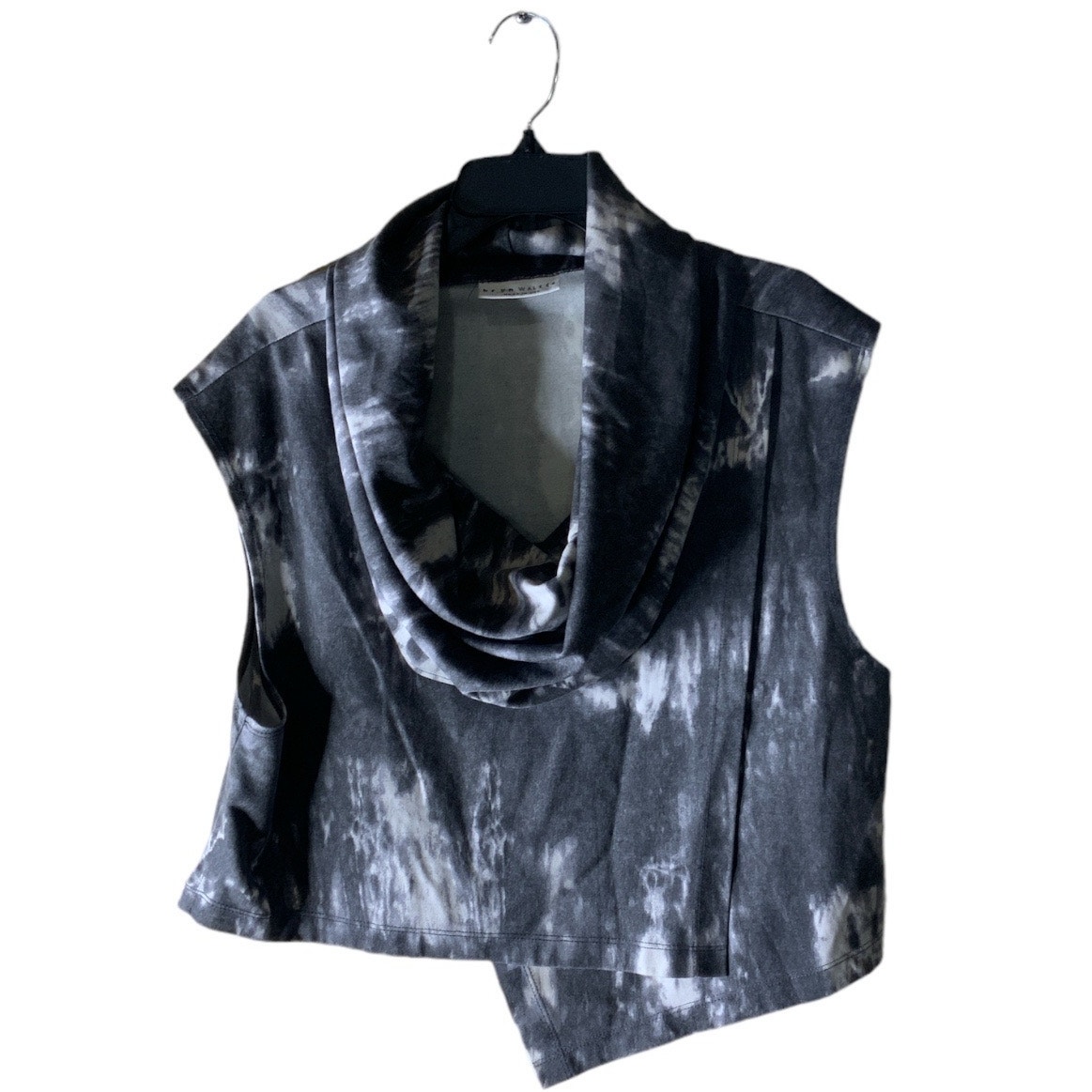 bryn Walker Top Cowl Neckline Boxy Asymmetrical Tie-Dye Womens Size Large Shirt
