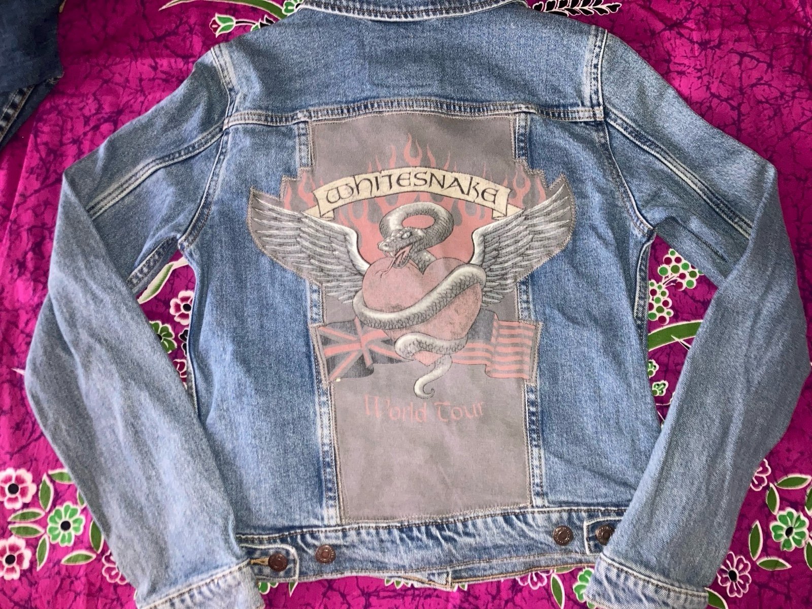 Womens S Levi’s Denim Jacket with Whitesnake
