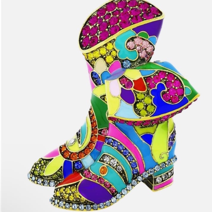 HEIDI DAUS Rodeo Rhapsody Enamel and Crystal Boots Pin