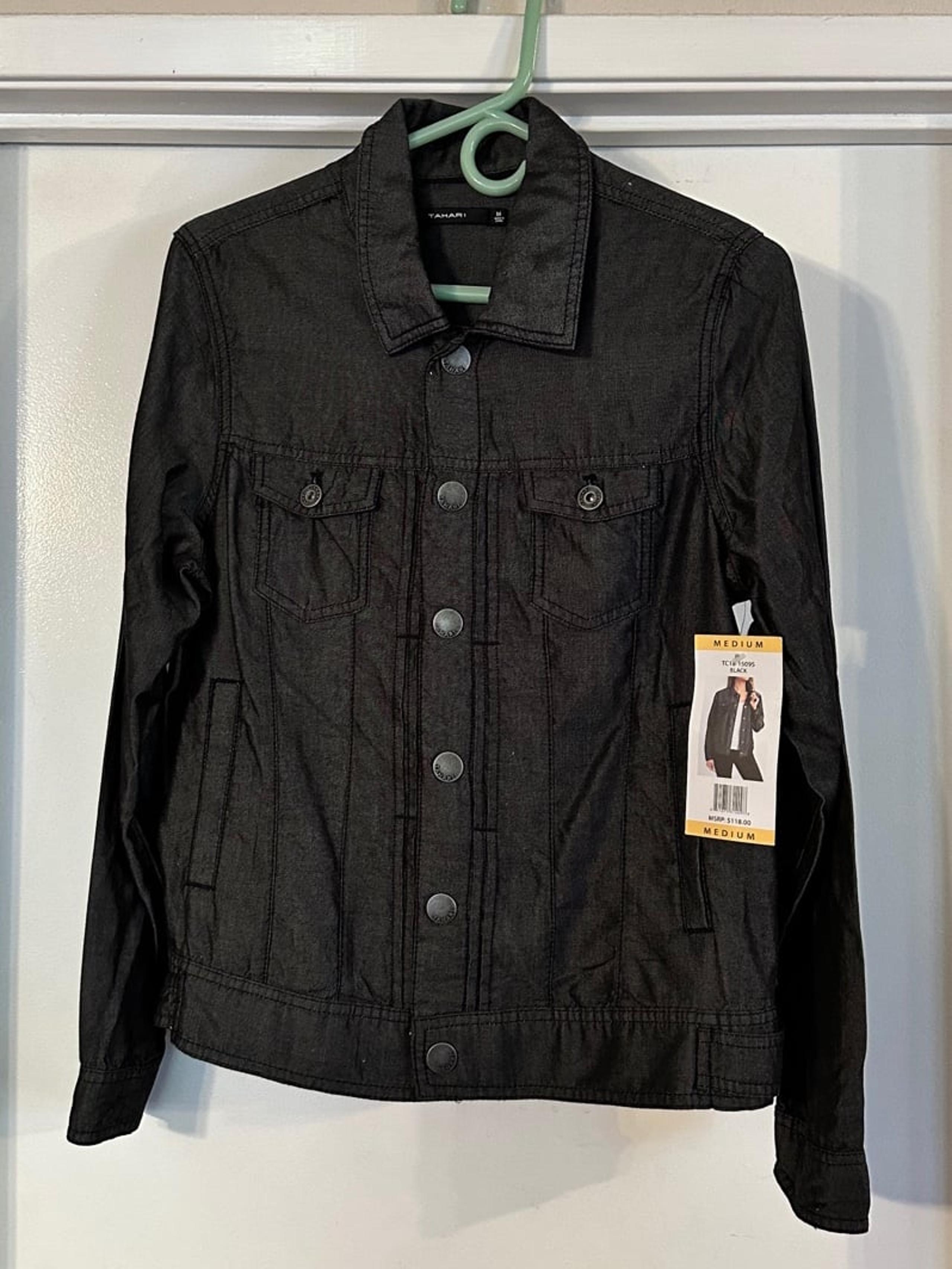 *NWT* TAHARI Dark Gray Lyocell Denim-Like Snap Button Shirt Jacket