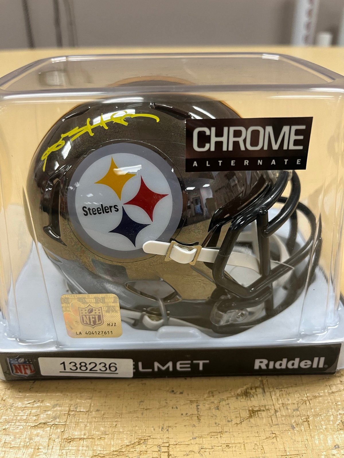 Antonio Brown Steelers Mini Chrome Helmet Beckett Certified
