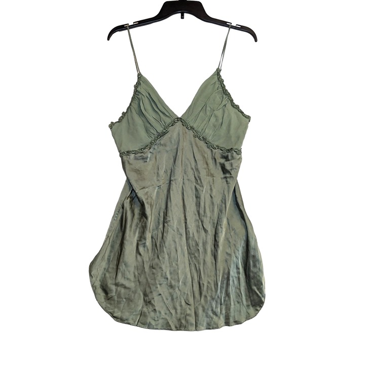 Victorias Secret Vintage Gold Label Green Lace & Silk Nightgown L