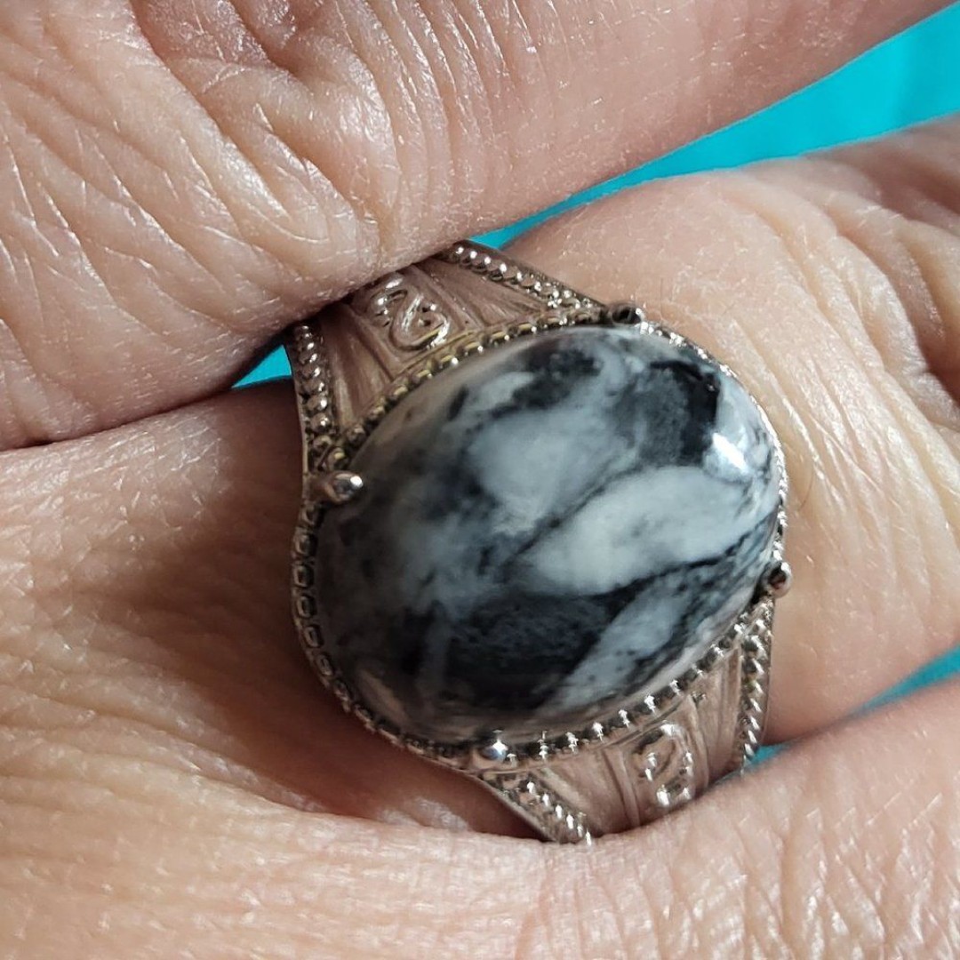 Austrian Pinolith Solitaire Stainless Steel Ring