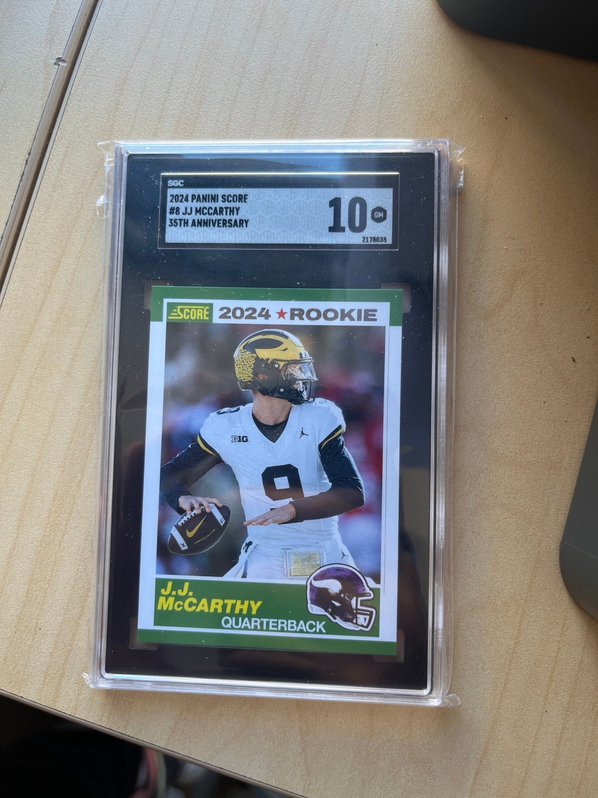 2024 Panini Score JJ McCARTHY Rookie RC SGC 10 VIKINGS 35th Anniversary Gem #8