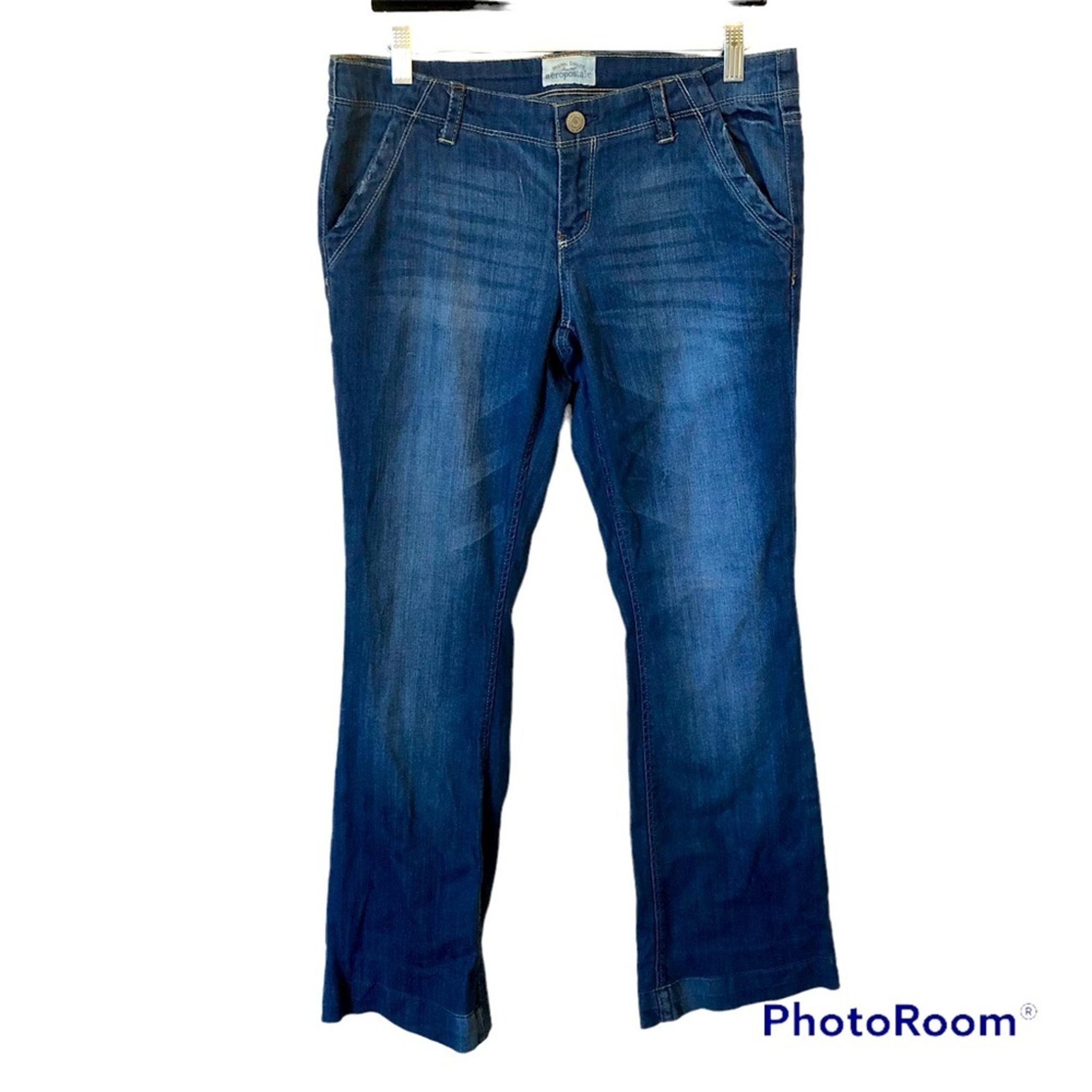 Y2K Aeropostale Wide Leg Hailey Flare Jeans Medium Wash Womens Size 8 Boho