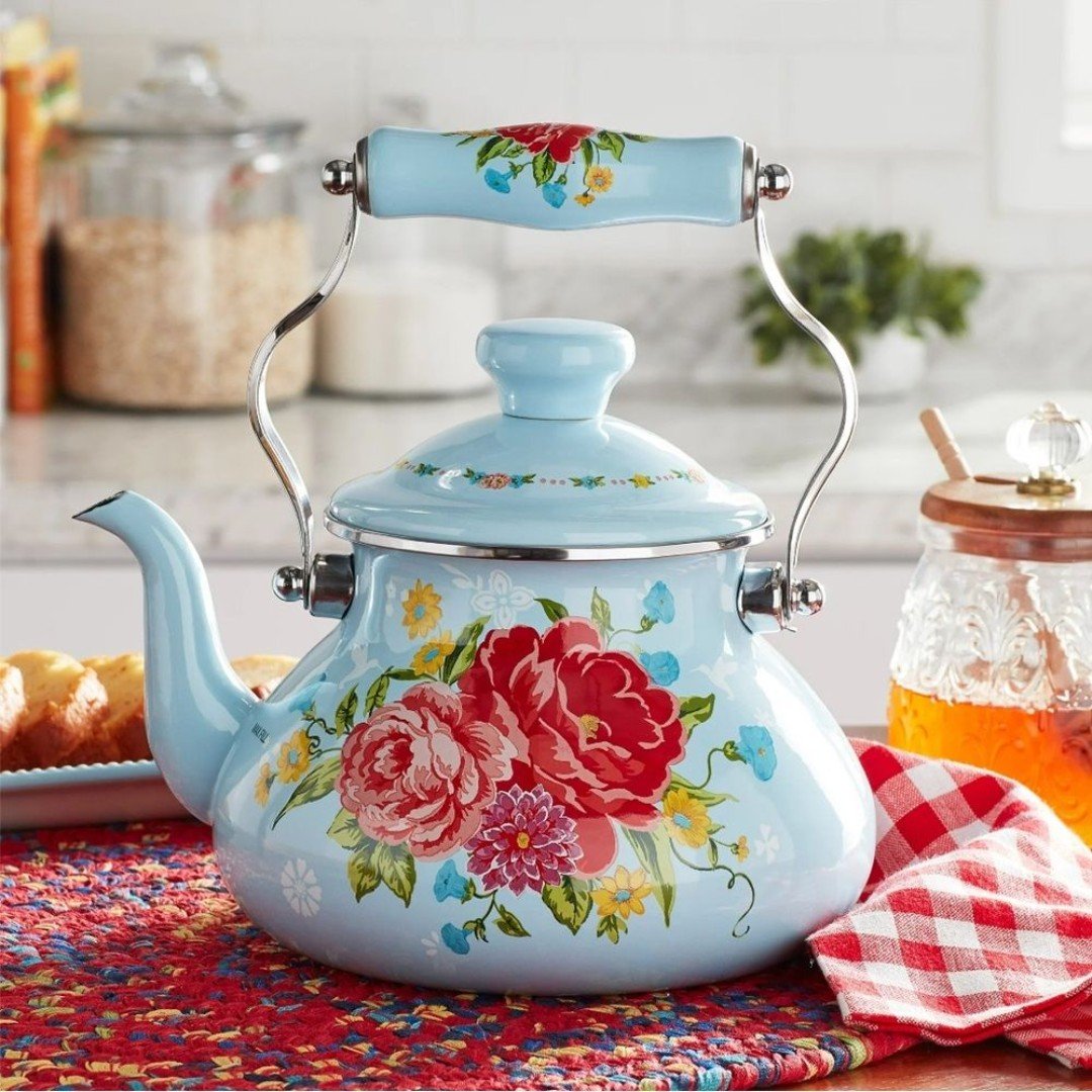 The Pioneer Woman Sweet Rose 2-Quart Enamel on Steel Tea Kettle NEW