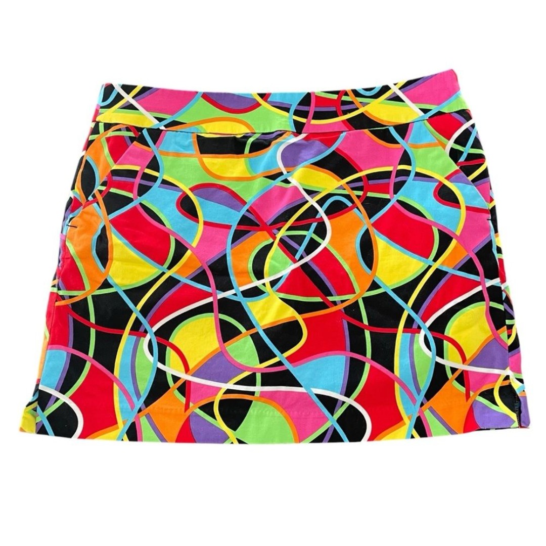 Loudmouth Yellow Pink Mini Skirt Skort Athletic Resort Wear Golf Size 10
