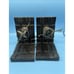 Brutalist Wooden Bookends Armillary Globes Spheres with Arrow Hand Carved MCM