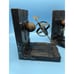 Brutalist Wooden Bookends Armillary Globes Spheres with Arrow Hand Carved MCM