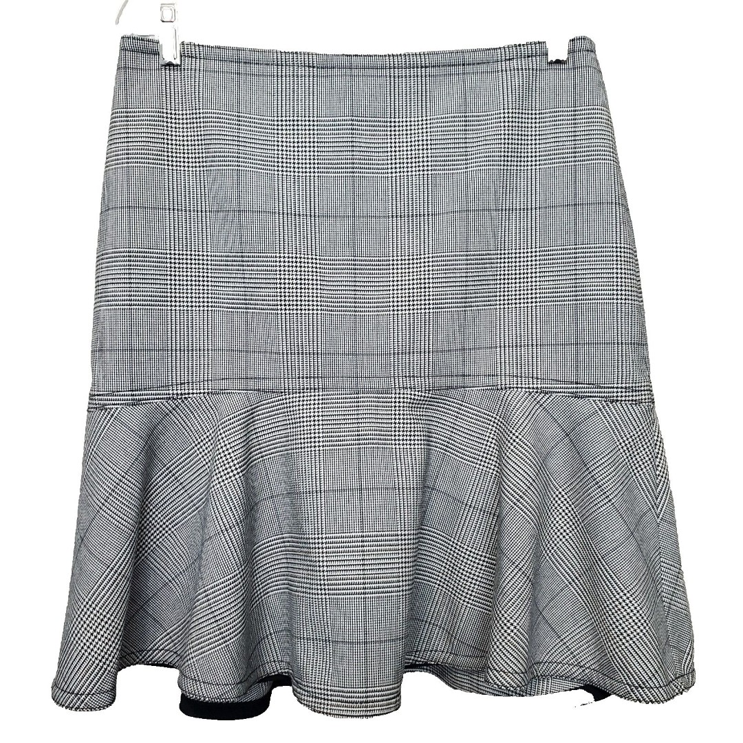 ANN TAYLOR Plaid Peplum Flare A-Line Lined Skirt Size 10 NWT