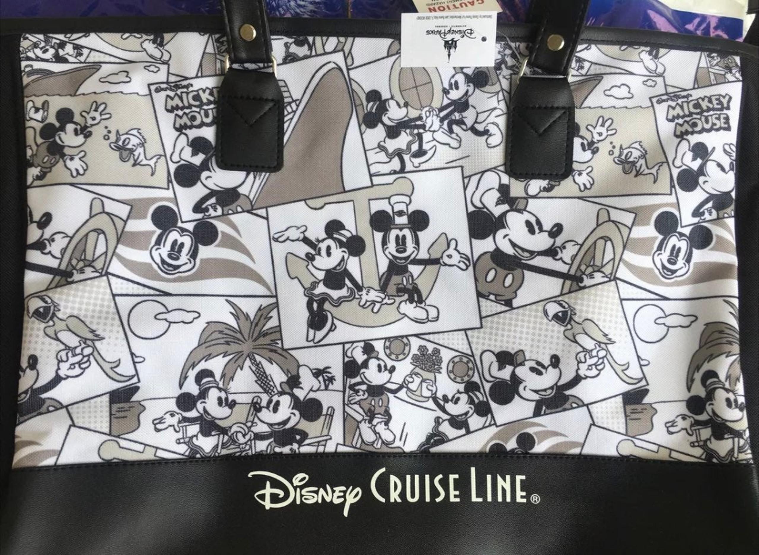 Disney cruise line comic large tote bag black and white