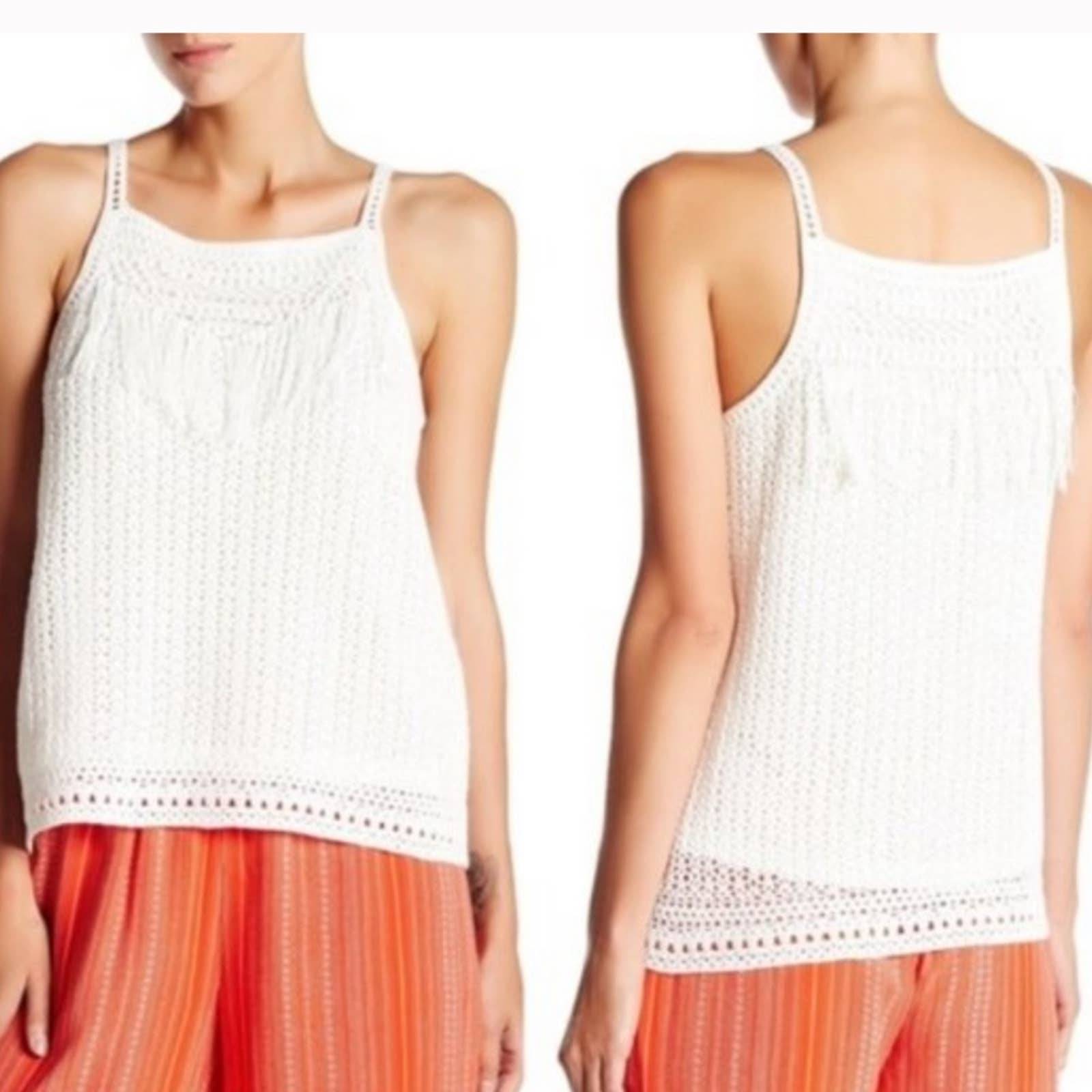 JOIE fringe crochet knit lined tank top