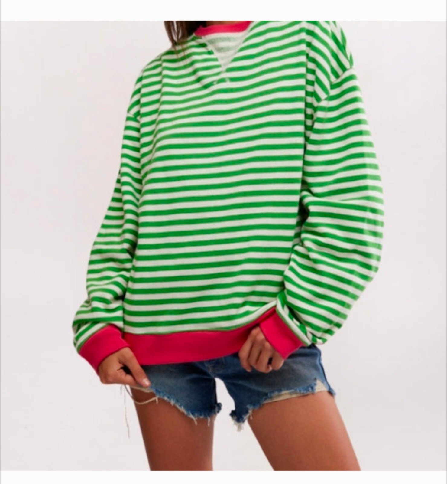 NWOT We The Free Striped Oversized Sweatshirt