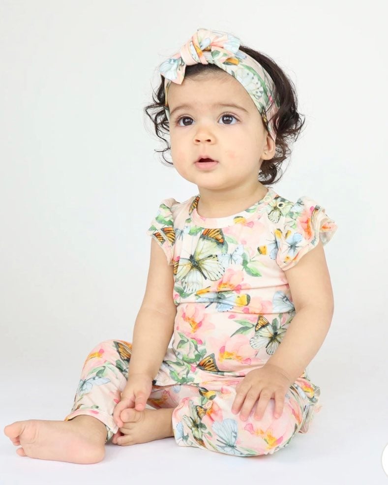 NWOT Little Bum Bums Social Butterfly Ruffle Romper