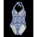 NWT TOMMY BAHAMA Ikat Empire Seam Halter One Piece Vivid Blue Women's Size 6