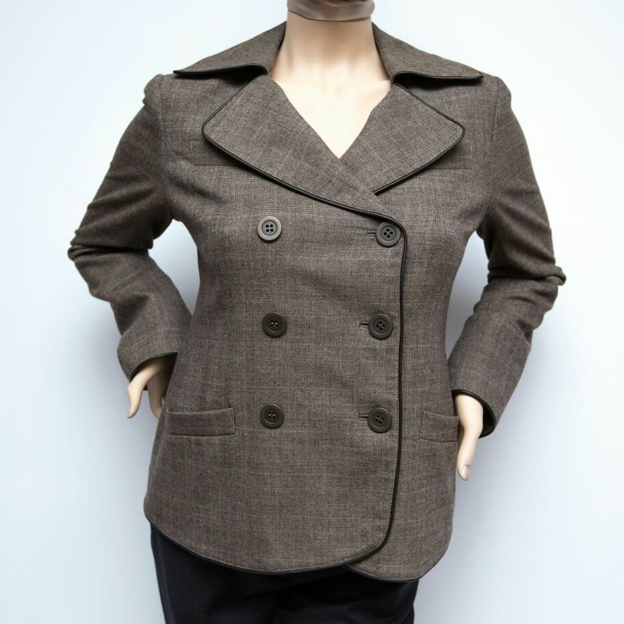 Lafayette 148 NY Brown Plaid Wool Blazer