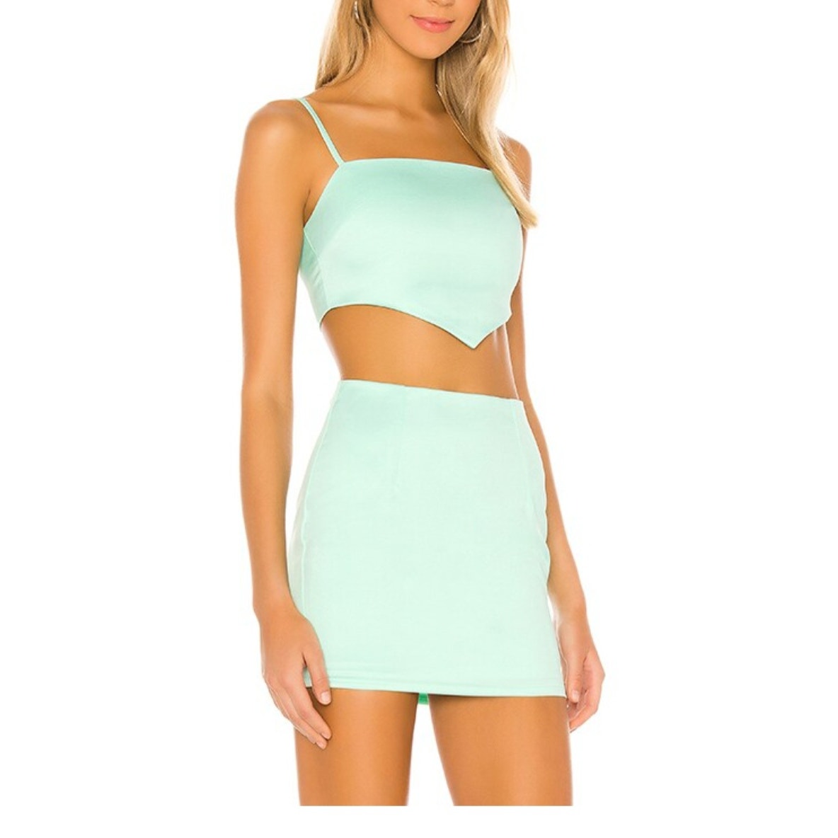Revolve Superdown Mini Green Mini Skirt Set L
