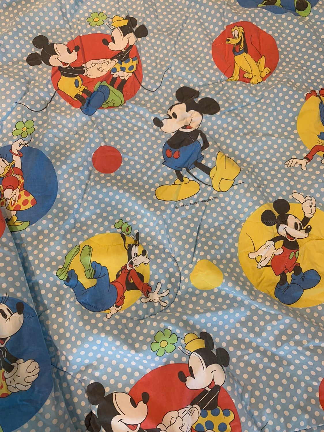 Vintage RARE Original Walt Disney Productions Mickey Mouse & Friend Twin Blanket