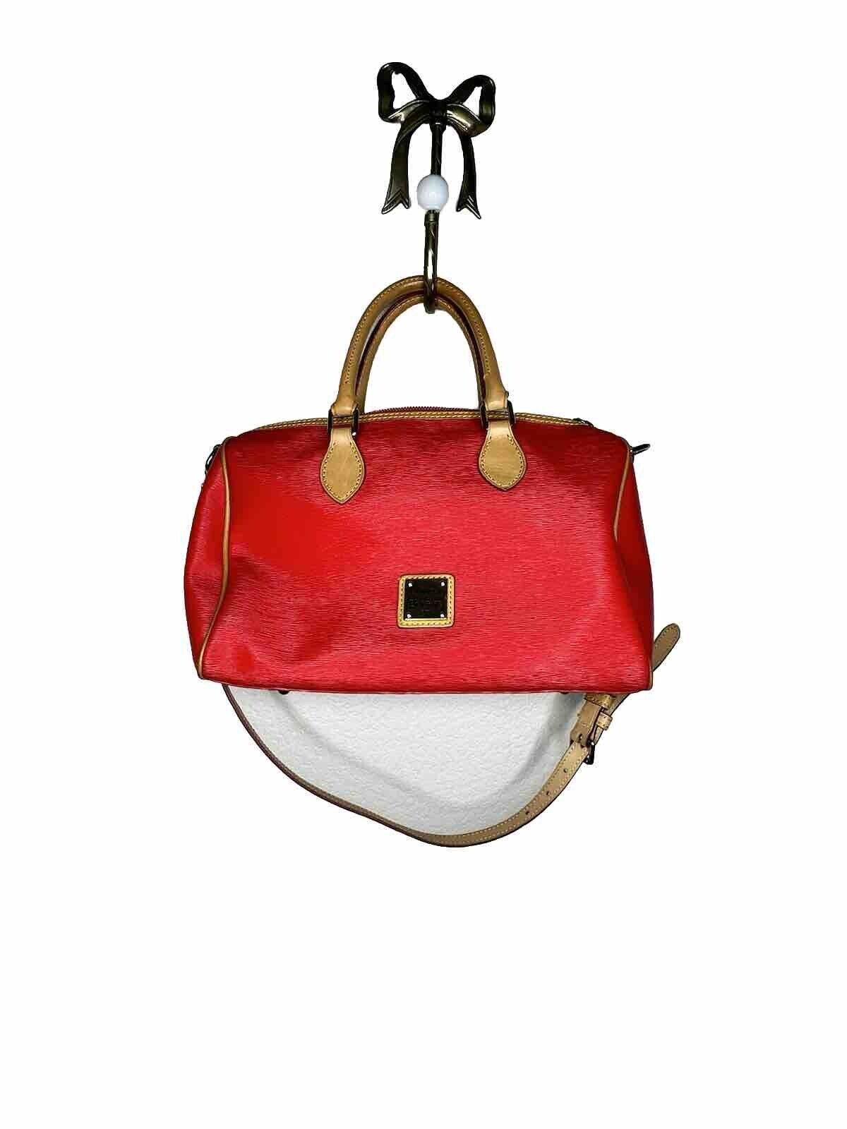 Dooney & Bourke Red Leather Satchel w/ Leather strap handle Bag Purse handbag