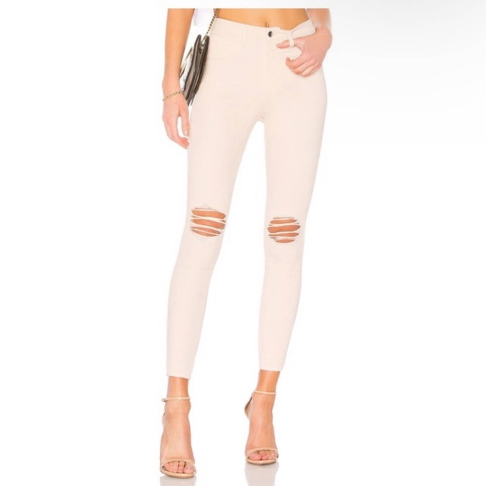 L'agence Margot High Rise Skinny Jeans In Quartz Destruct Wash Size 27