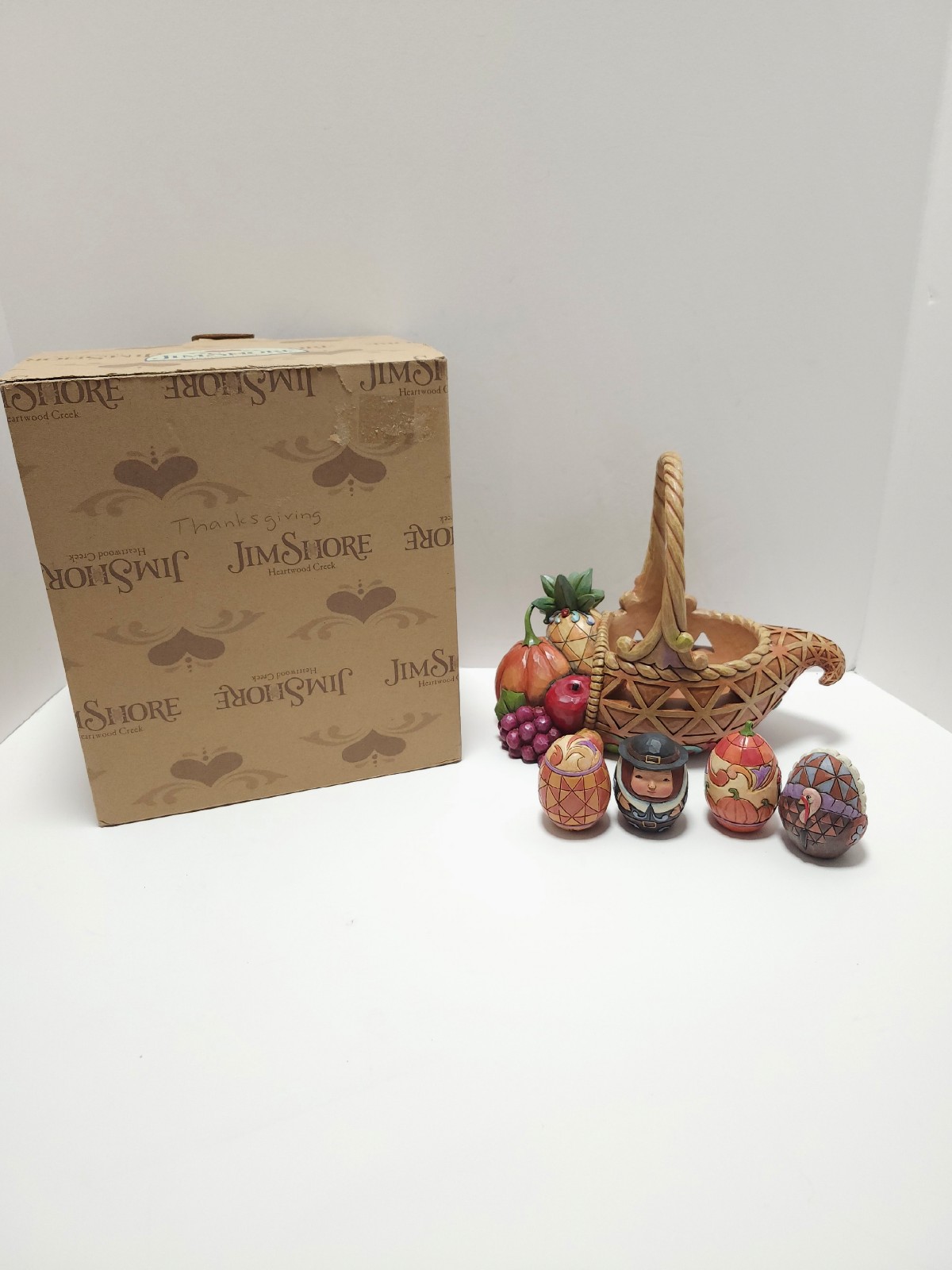 Jim Shore Bounty of Blessings  Autumn Thanksgiving Cornucopia Basket Enesco 2012