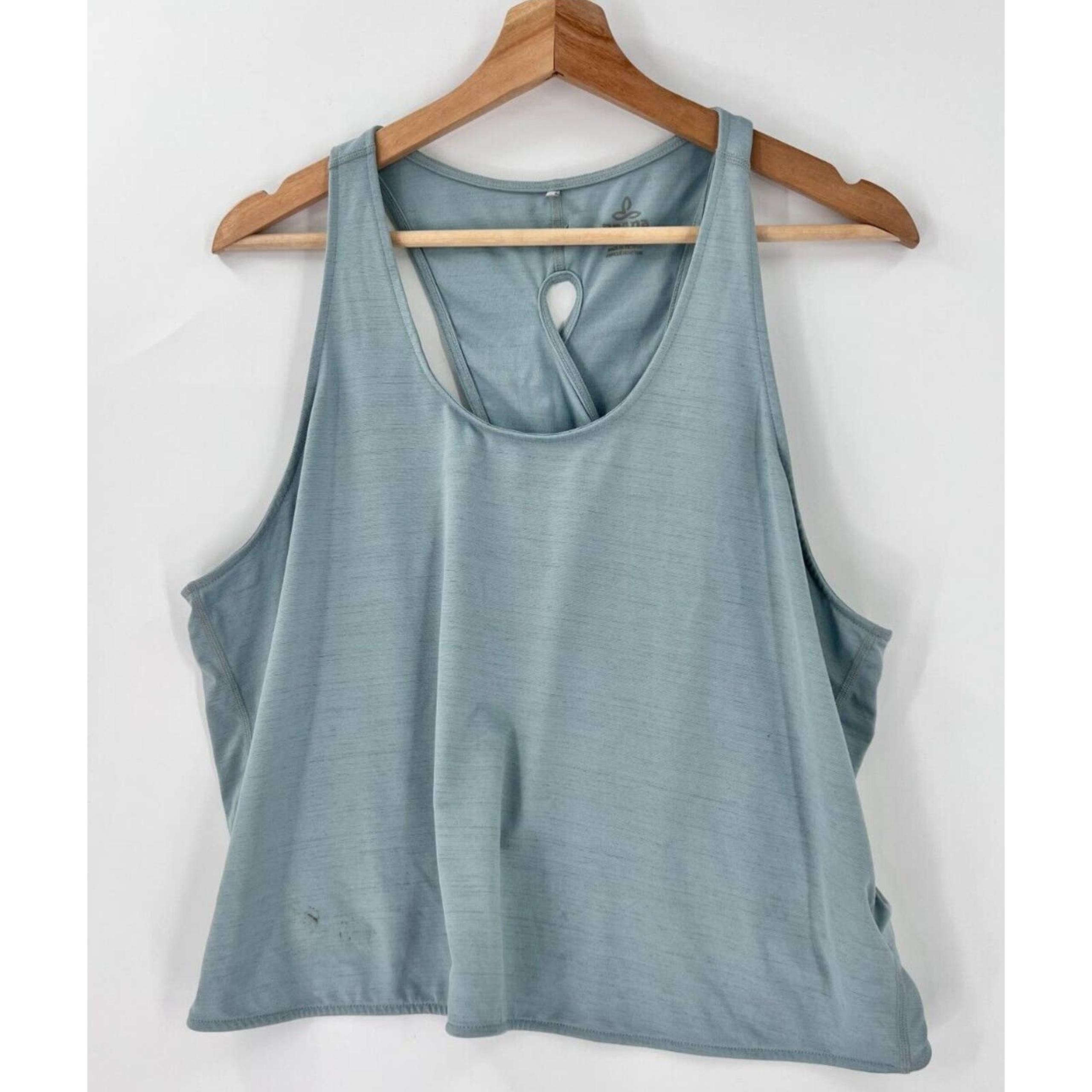 prAna Florette Tank Top Performance Knit Open Back Light Blue Womens Small