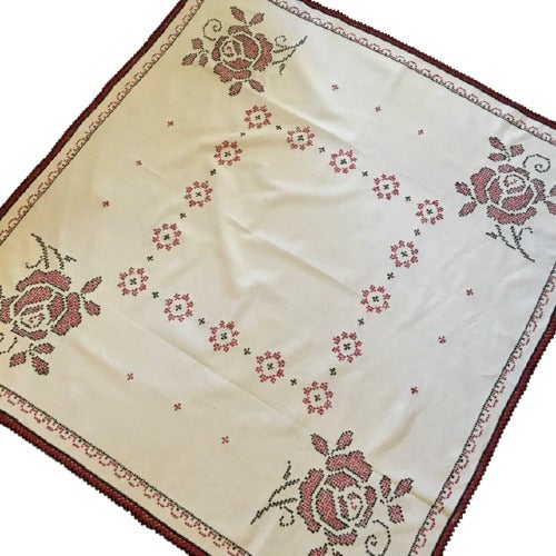 Vintage Tablecloth Linen Cross Stitch