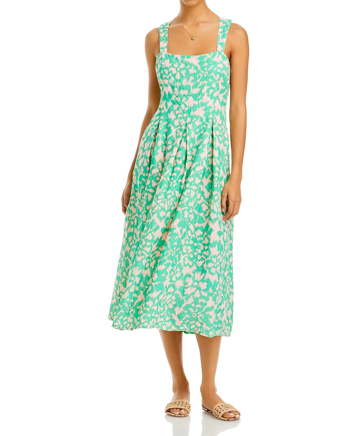 Banjanan ophelia linen pleated midi dress, color Calcite, Size S, Valued : 395