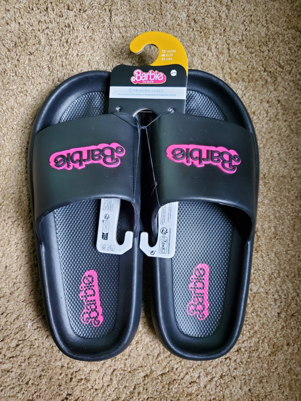 Barbie New Black Men Slides Size 12