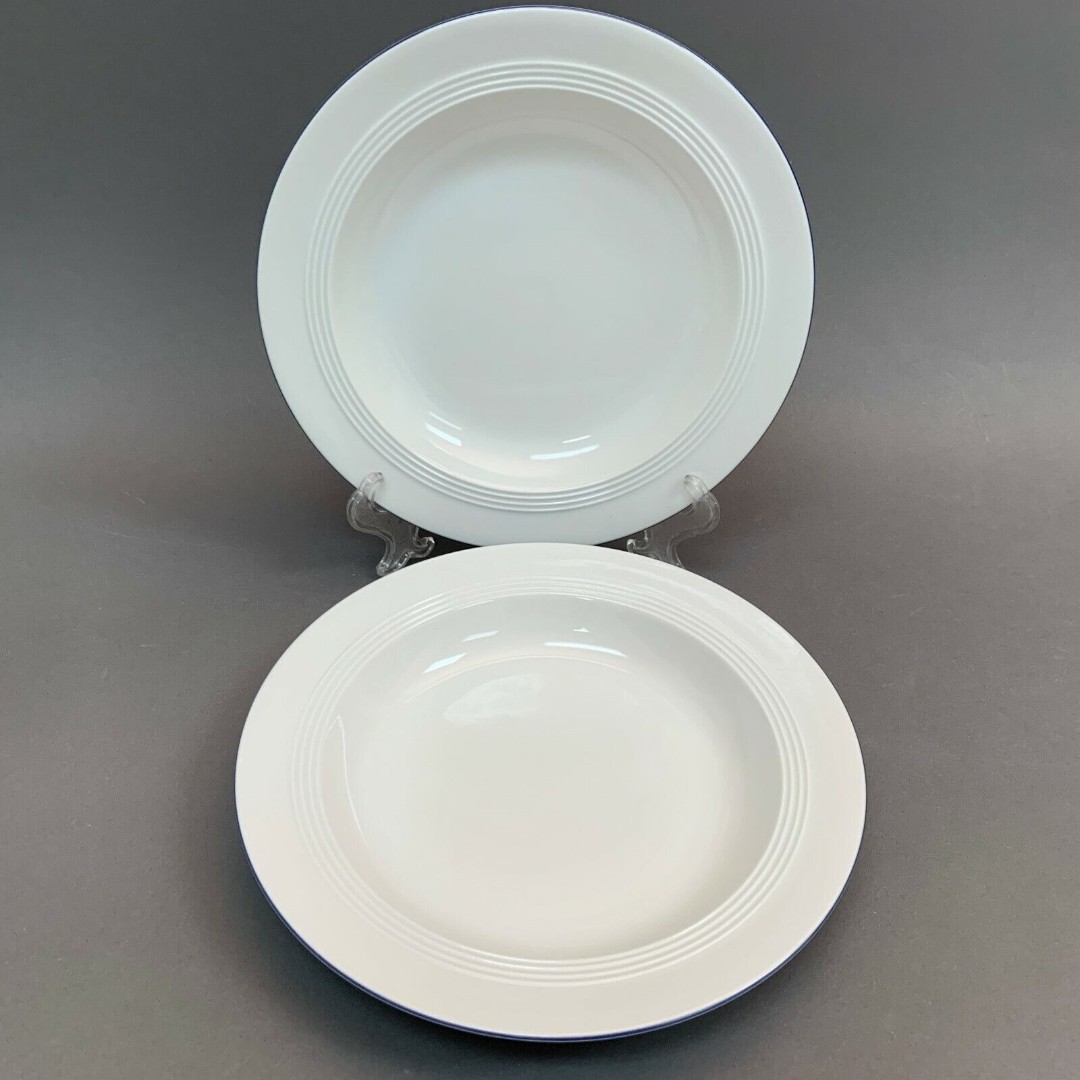 Friesland Jeverland? White Blue Trim Rimmed Bowls Set of 2