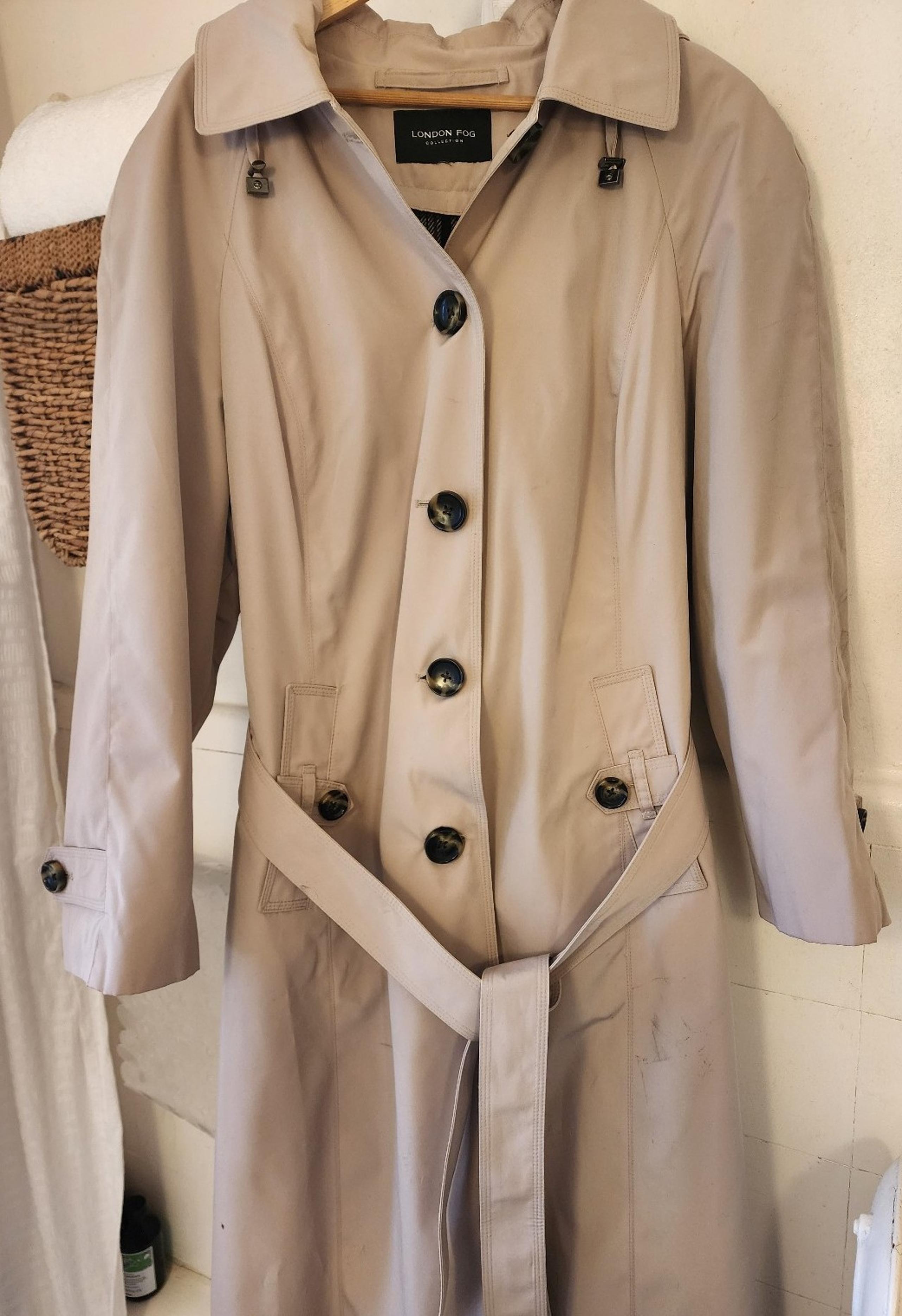 London Fog trading trench raincoat, zip out liner, removable hood. Woman's XL