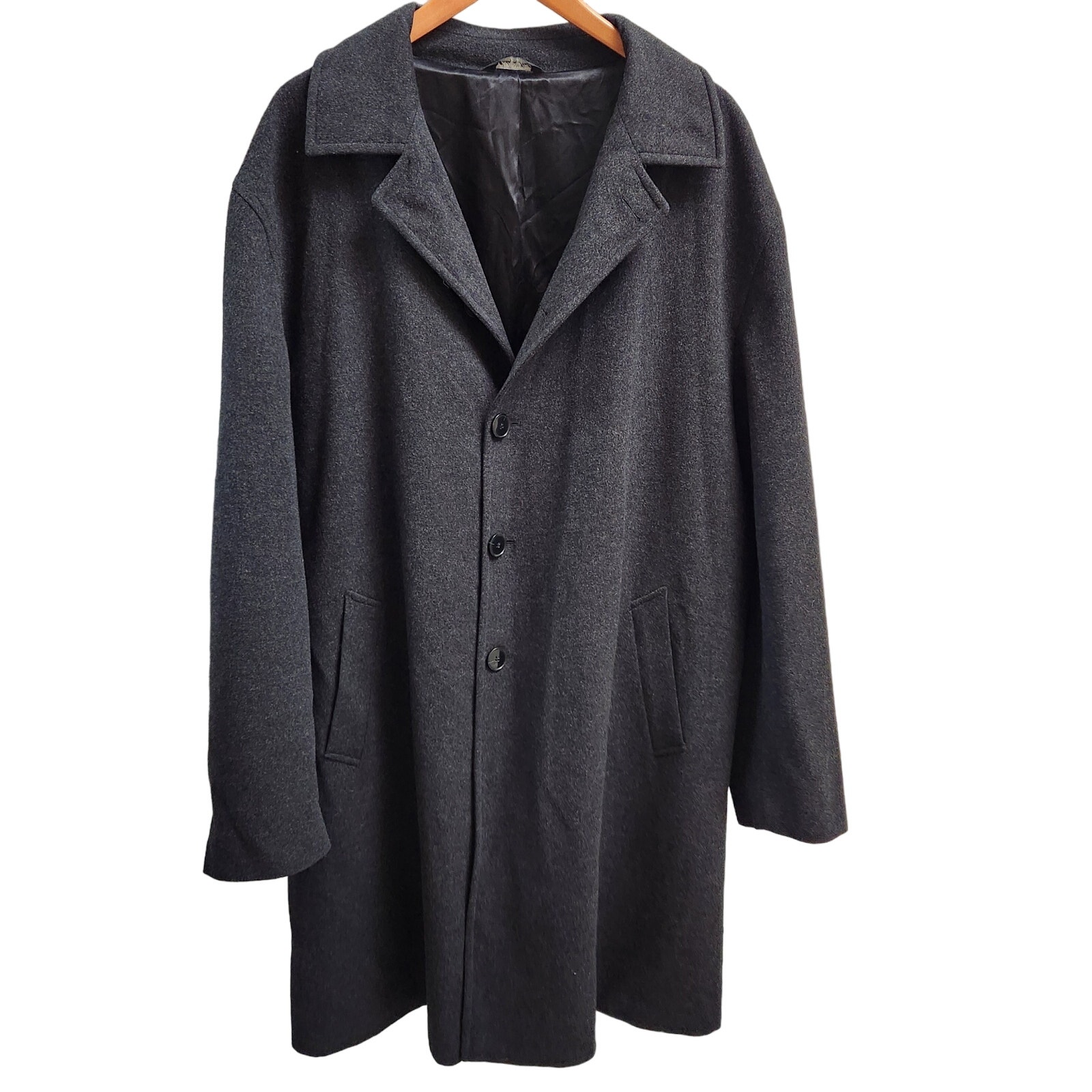 Mark Shale Tallia Uomo Vintage Men's Black Pure Wool Coat
