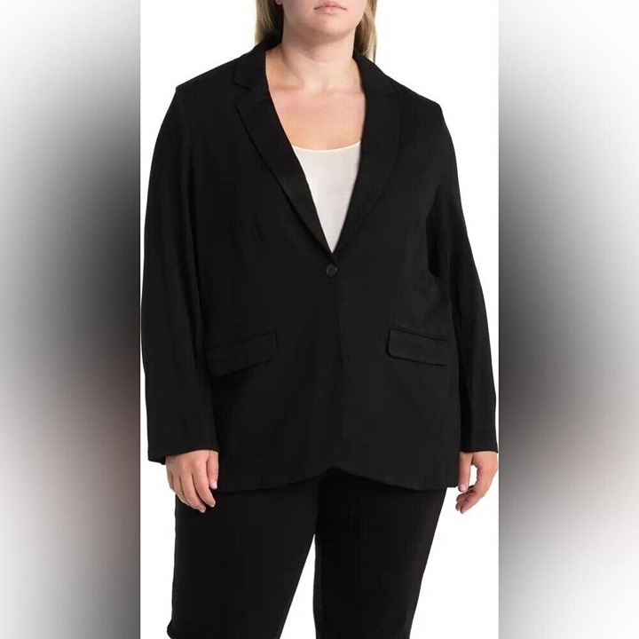 T Tahari Women Black Knit Blazer Plus Size 1X/TG NWT