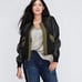 Lane Bryant Military Green Black Glam Mesh Bomber Utility Jacket Coat 22/24